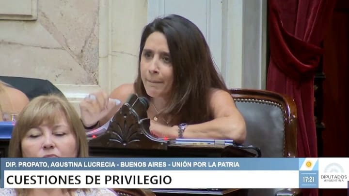 Agustina Propato incurrió en un exabrupto tras terminar con el uso de la palabra