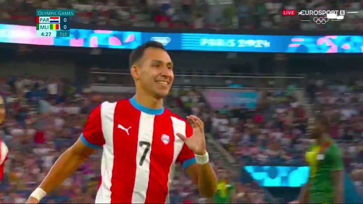 Gol de Paraguay a Mali en los Juegos Olímpicos 2024.