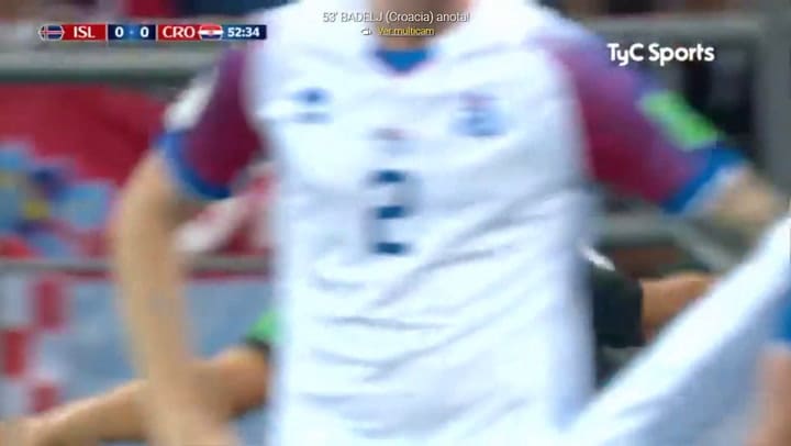 El gol de Croacia que marcó el 1-0 ante Islandia e hizo respirar a la Argentina - Fuente: TyC Sports