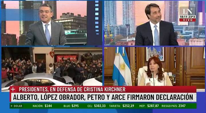 Eduardo Feinmann y Pablo Rossi en el pase de LN+.