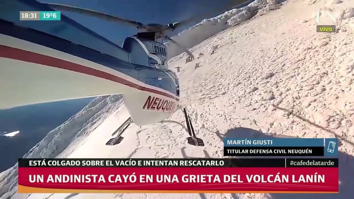 Un andinista cayó en una grieta del volcán Lanín