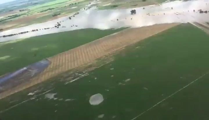 Las inundaciones en Pergamino desde el aire