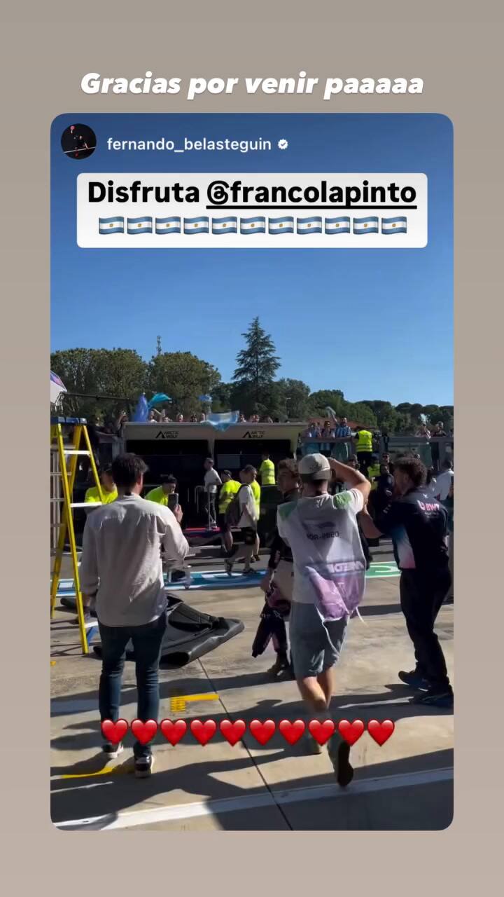 Franco Colapinto agradeció la presencia de argentinos en Imola