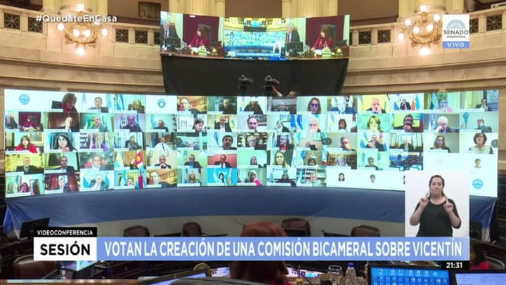 Resultados de la votación por la creación de una comisión bicameral sobre Vinectín - Fuente: Senado