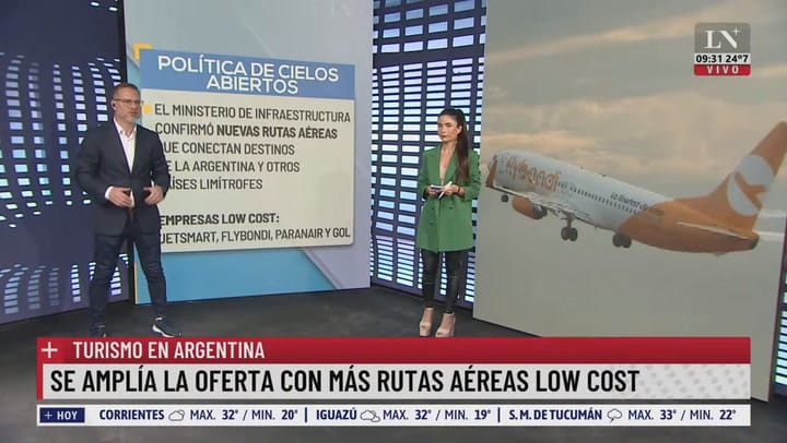 Turismo en Argentina: se amplía la oferta con más rutas aéreas low cost