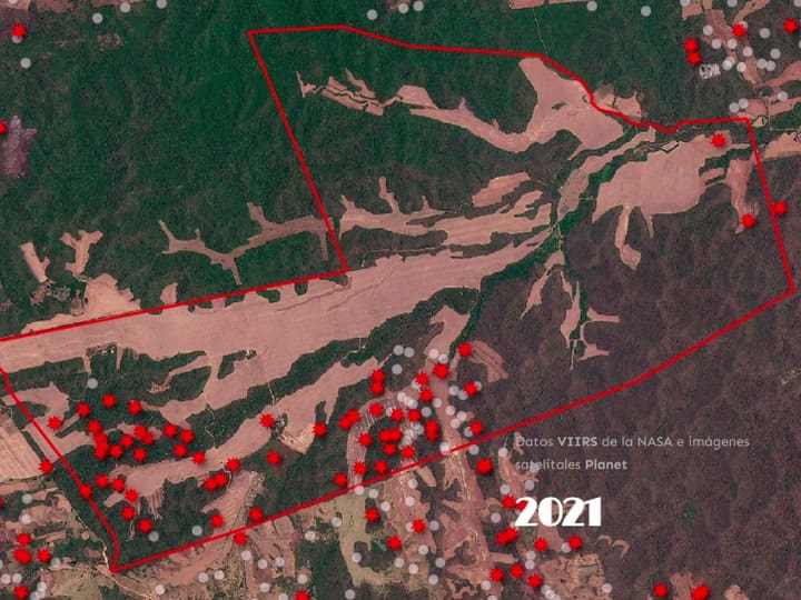 Puntos de calor de 2015 a 2024 en el predio Adán y Eva