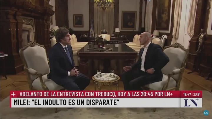 Milei, sobre un eventual indulto a Cristina Kirchner