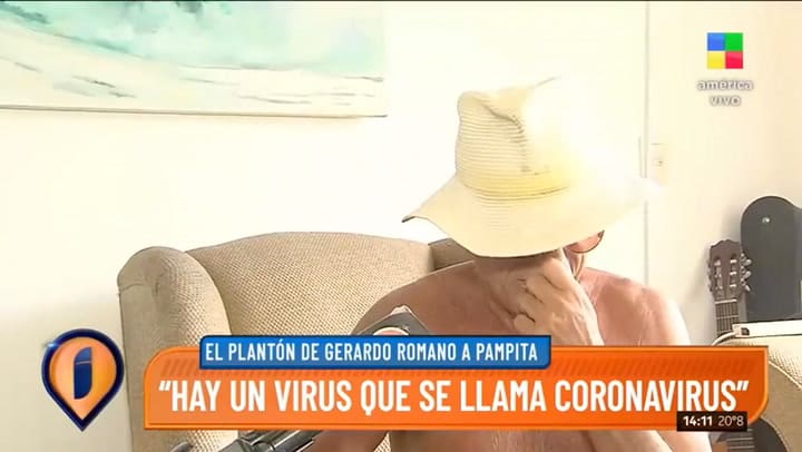 Llamativo look: Gerardo Romano sorprendió al dar una nota semidesnudo a Intrusos