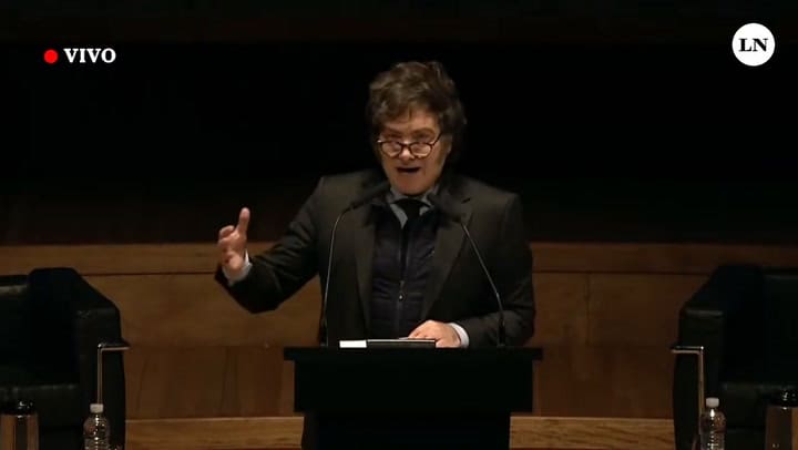 Milei, contra los periodistas, en el Foro de Madrid