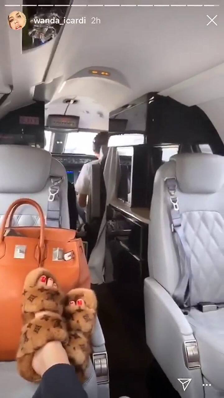 Wanda Nara viajó de Milán a Lisboa en un un jet privado para ver la final de la Champions
