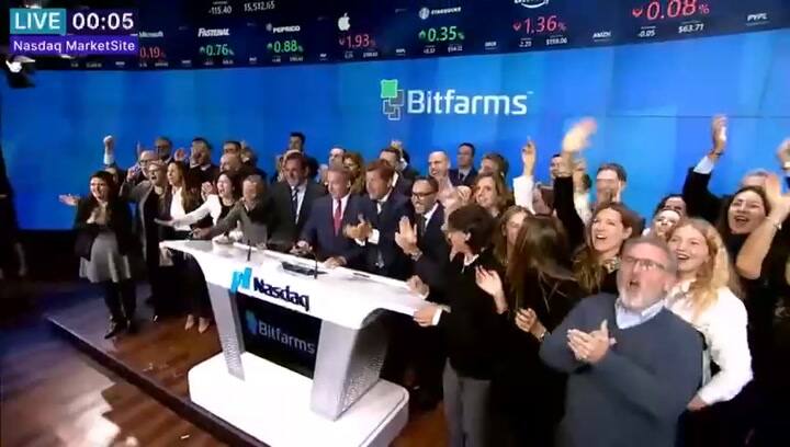 Bitfarms participa de la ceremonia de cierre de jornada en Nasdaq
