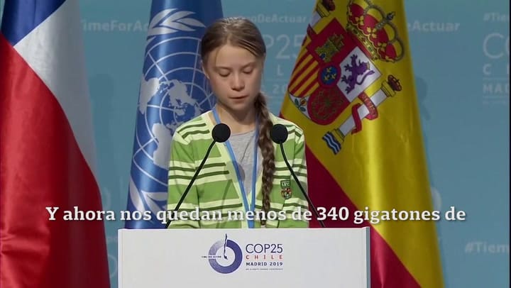 Greta Thunberg en la COP25 - Presupuesto de carbono
