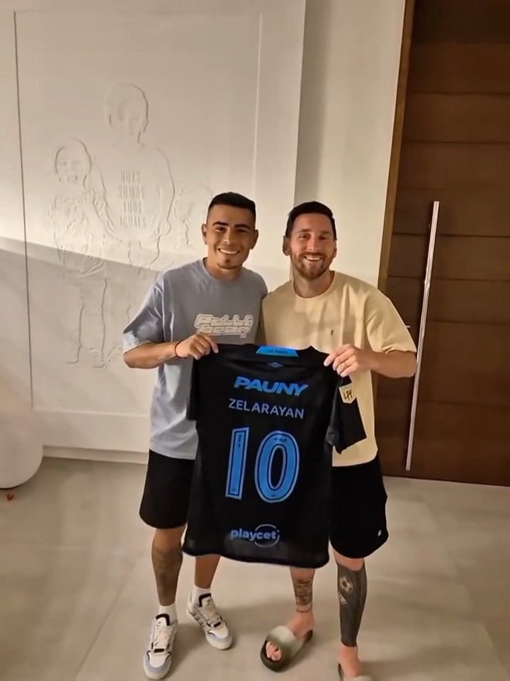 Lucas Zelarayán, jugador de Belgrano, visitó a Lionel Messi