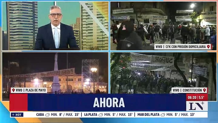 Video: la vigilia de militantes de Cristina Kirchner alrededor de su departamento de Constitucion 1