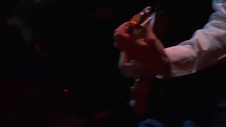 Nerina Nicotra y Guillermo Vadalá junto a Luis Alberto Spinetta y Gustavo Cerati en el Estadio Vélez Sarsfield