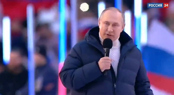 Putin desapareció repentinamente de la televisión en pleno discurso