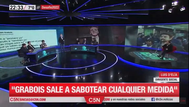 Luis D'Elia y Juan Grabois discutieron en un estudio de televisión y debieron separarlos