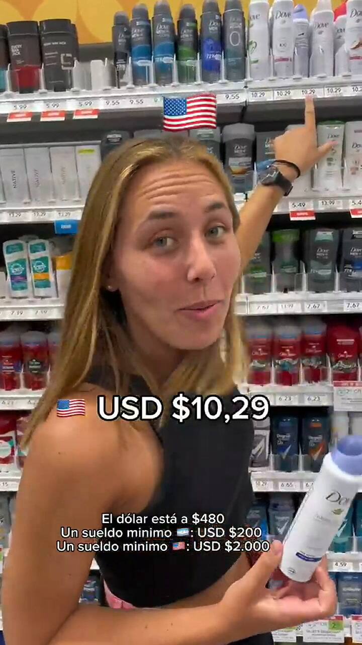 Una joven argentina comparó en el supermercado los precios de Estados Unidos con los de su país