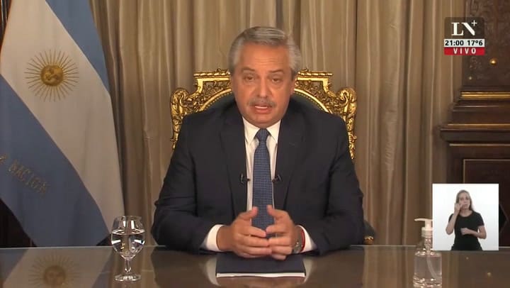 Alberto Fernández en cadena nacional sobre la situación del Coronavirus