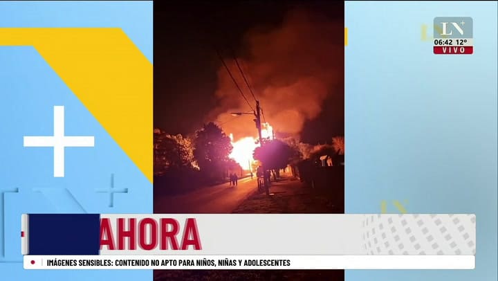 El video del feróz incendio en una fábrica de pallets, denuncian que tiraron una bomba molotov