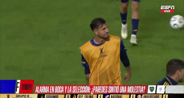 Molestia de Leandro Paredes en la entrada en calor con Boca