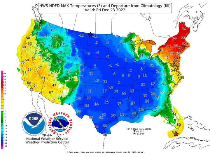 Pronóstico del tiempo en Estados Unidos para fin de semana de Navidad
