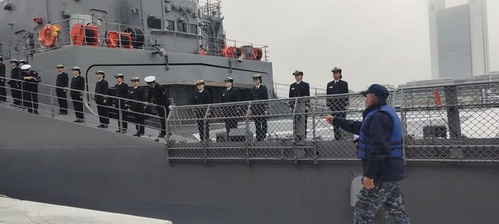 Llegada del buque Kashima al puerto de Buenos Aires