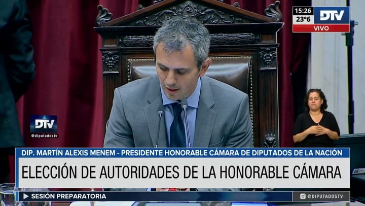 El discurso de Martín Menem tras asumir la presidencia de la Cámara de Diputados