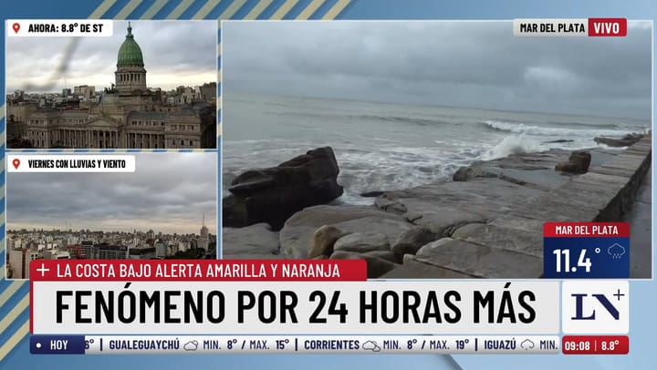 La Costa Atlantica bajo alerta amarilla y naranja