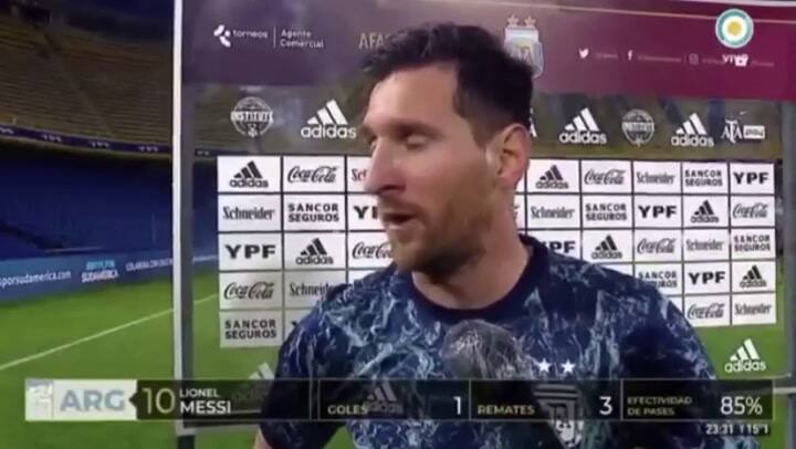 La palabra de Messi tras la victoria frente a Ecuador por 1-0 en La Bombonera - Fuente: TV Pública