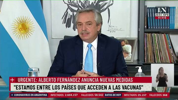 NUEVAS MEDIDAS. Alberto anunció restricción de la nocturnidad y actividades en espacios cerrados
