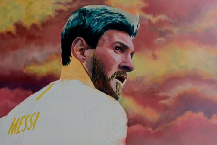 Gabriel Griffa compartió el proceso del mural dedicado a Lionel Messi