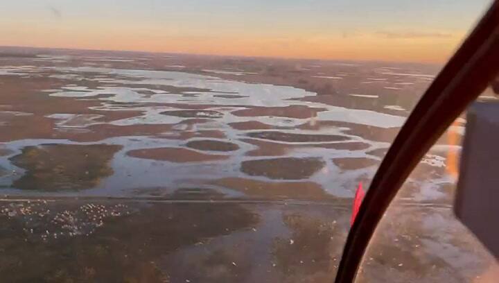 La inundación en Carlos Casares vista desde el aire