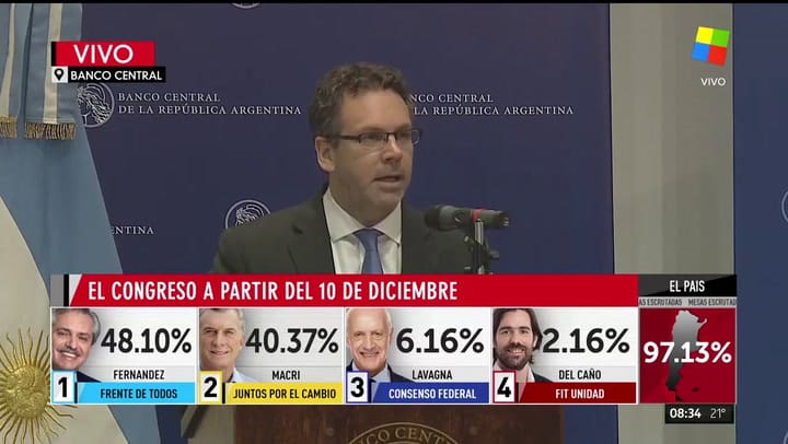 Guido Sandleris anunció nuevas medidas económicas - Fuente: América TV