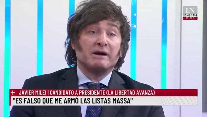 Javier Milei: 'No tengo gente de Massa en las listas'
