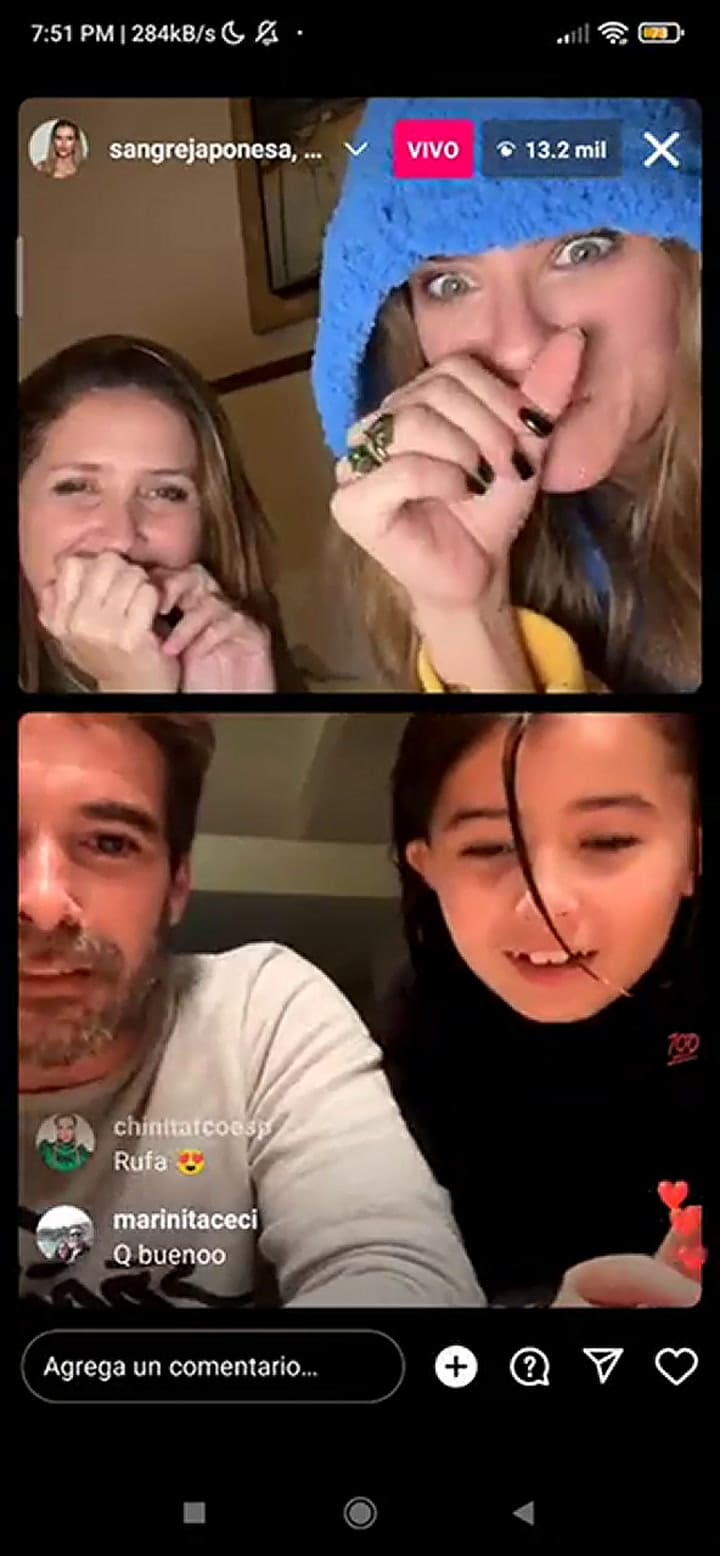 Nicolás Cabré, la China Suárez y Rufina hicieron un vivo