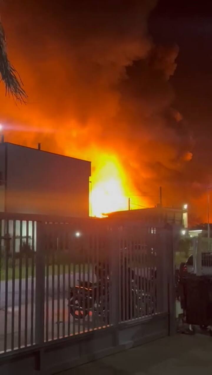 Three clips show the scale of the fire and shockwave