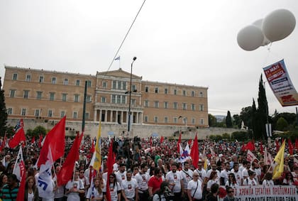 Hubo protestas hoy frente al Parlamento de Grecia