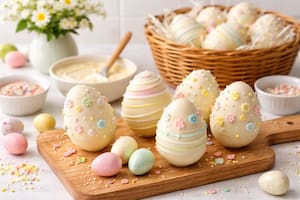 Huevos de Pascua de chocolate blanco