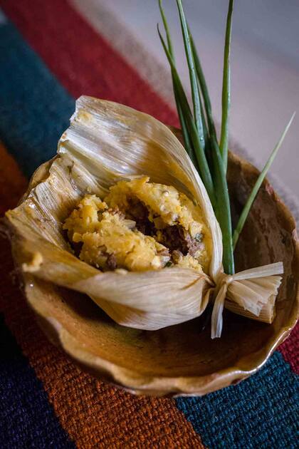 Tamal en el Hostal Don Clemente.