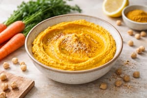 Hummus tibio de zanahoria y cúrcuma