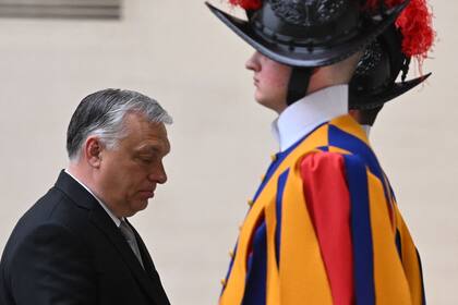 Hungary's Prime Minister Viktor Orban arrives for a private audience with the Pope on April 21, 2022 in The Vatican. (Photo by Tiziana FABI / AFP)