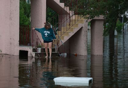 Calles inundadas tras la llegada del huracán
