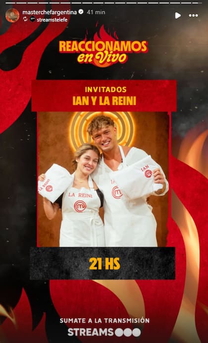 Ian Lucas y Sofía Gonet estarán presentes en vivo en el streaming de Telefe durante la gran final de MasterChef