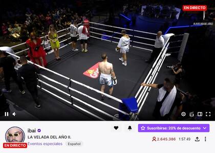 Ibai Llanos llegaba a más de dos millones y medio de espectadores antes de que empiece la pelea entre Carola vs. Spursito. Foto/Captura Twich: Ibai