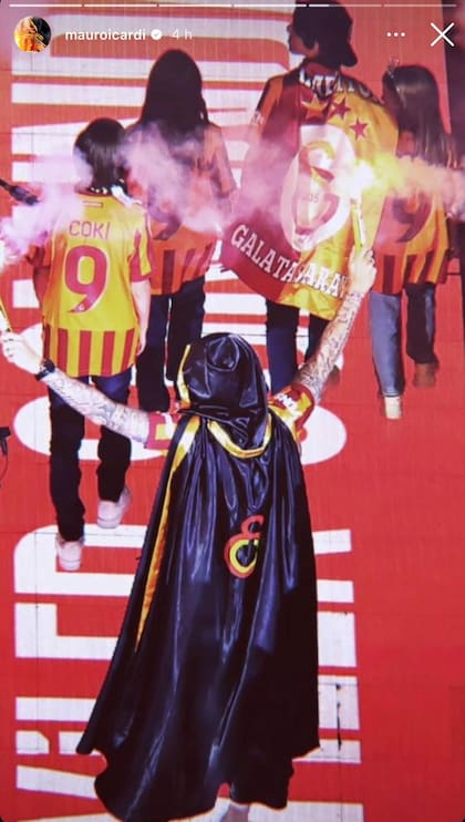 Icardi compartió una foto de los festejos del club a los que asistió acompañado por sus hijas y los dos hijos menores de Wanda Nara y Maxi López (Foto: Instagram @mauroicardi)