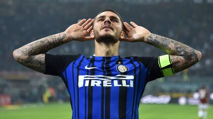 Icardi, en un festejo similar al de Riquelme