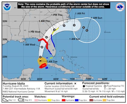 Idalia tocaría tierra en Florida este miércoles como un huracán de categoría 3