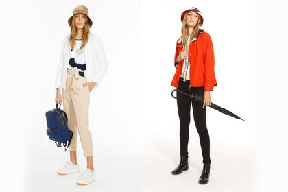 Ideales para media estación, dos propuestas de tendencia de Perramus: campera liviana en matelassé con laterales tejidos o tipo pilotín, reversible, con interior estampado y capucha.