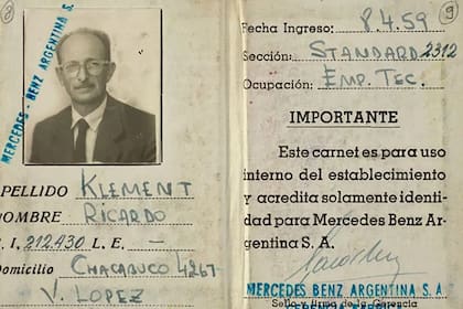 Identificación de la empresa Mercedes Benz donde trabajaba Eichmann, bajo el nombre de Ricardo Klement